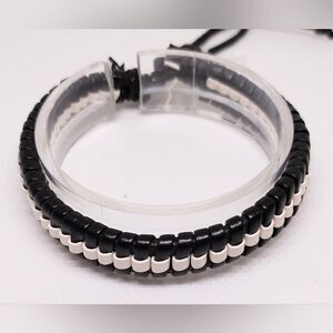 Men's‎ bracelet leather braided black new e89